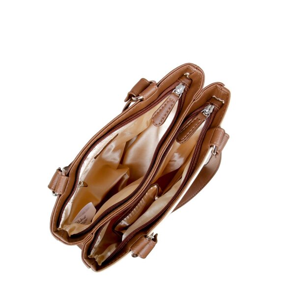 Printed Leather Shoulder Tote Bag for Women – Top Handle Handbag Purse Work - Picture 5 of 9